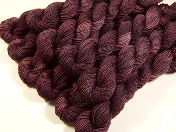 Mini Skein Hand Dyed Yarn, Sock Weight 4 Ply 100% Superwash Merino Wool - Damson Plum - Indie Dyed Fingering Weight Yarn, Purple Sock Yarn