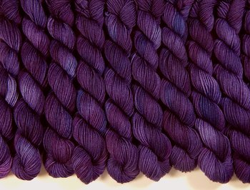 Hand Dyed Sock Yarn Mini Skeins, Fingering Weight 4 Ply Superwash Merino Wool - Blackberry Tonal - Deep Purple Hand Dyed Yarn, Indie Dyer