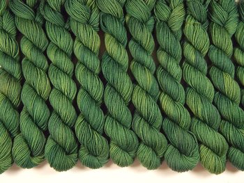 Sock Yarn Mini Skeins, Hand Dyed Yarn, Fingering Weight 4 Ply Superwash Merino Wool Yarn - Laurel - Indie Dyer Green Tonal Knitting Yarns