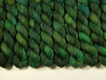 Mini Skeins Hand Dyed Yarn, Sock Weight 4 Ply Superwash Merino Wool - Forest Multi - Indie Dyed Sock Yarn, Green Fingering Knitting Yarn