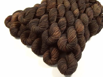 Mini Skeins Hand Dyed Yarn, Sock Fingering Weight 4 Ply Superwash Merino Wool - Bark Tonal - Indie Dyed Brown Knitting Yarn 20g Mini Skein