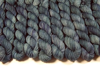 Fingering Weight Mini Skeins, Hand Dyed Yarn, Sock Weight 4 Ply Superwash Merino Wool Yarn - Denim - Blue Tonal Knitting Yarn, DIY Crafts