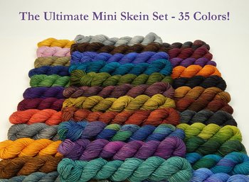 The Ultimate Mini Skein Set - Hand Dyed Yarn, Fingering Weight 4 Ply Superwash Merino Wool, Hand Dyed Sock Yarn, 35 Mini Skeins in 35 Colors