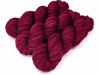 Hand Dyed Yarn, Sock Fingering Superwash Merino Wool - Plumberry - Tonal Knitting Yarn, Indie Dyer Red Berry Semisolid Hand Dyed Sock Yarn