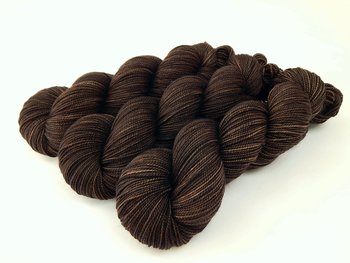 Hand Dyed Yarn, Sock Fingering Weight Superwash Merino Wool - Bark Tonal - Indie Dyer Sock Yarn, Chocolate Dark Brown Knitting Yarn