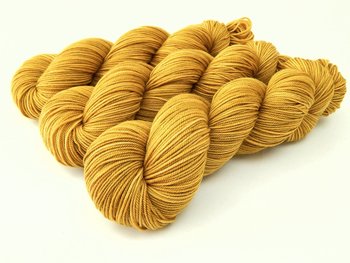 Hand Dyed Yarn, Sport Weight Superwash Merino Wool - Honey Mustard - Indie Dyer Gold Knitting Yarn, Tonal Yellow Heavier Sock Yarn