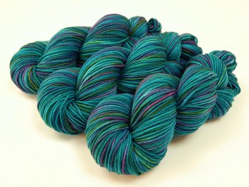 Hand Dyed Yarn, DK Weight Superwash Merino Wool - Aegean Multi - Indie Dyed Yarn, Blue Green Turquoise Knitting Yarn, Multicolor DK Yarn