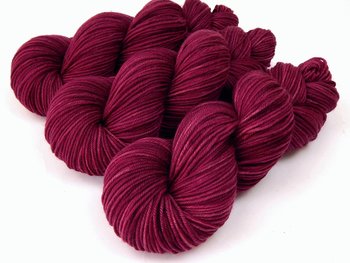 Hand Dyed Yarn, DK Weight Superwash Merino Wool - Plumberry - Indie Dyed Yarn, Tonal Berry Red Burgundy, Crochet Knitting Supply