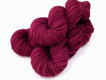 Hand Dyed Yarn, DK Weight Superwash Merino Wool - Plumberry - Indie Dyed Yarn, Tonal Berry Red Burgundy, Crochet Knitting Supply