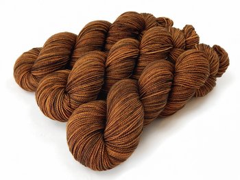 Hand Dyed Yarn, Sock Weight Superwash 100% Merino Wool - Hazelnut - Indie Dyer Knitting Yarn, Warm Brown Tonal Handdyed Fingering Yarn