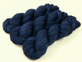 Hand Dyed Yarn, Sport Weight Superwash Merino Wool - Ink Tonal - Dark Blue Indie Dyer Knitting Yarn, Semi Solid Navy Heavier Sock Yarn