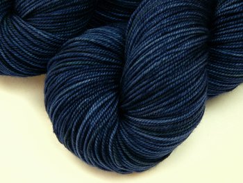 Hand Dyed Yarn, Sport Weight Superwash Merino Wool - Ink Tonal - Dark Blue Indie Dyer Knitting Yarn, Semi Solid Navy Heavier Sock Yarn