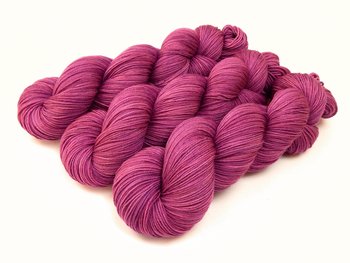 Hand Dyed Yarn, Sock Fingering Weight 4 Ply Superwash Merino Wool - Orchid - Deep Magenta Tonal Knitting Yarn, Bright Saturated Sock Yarn