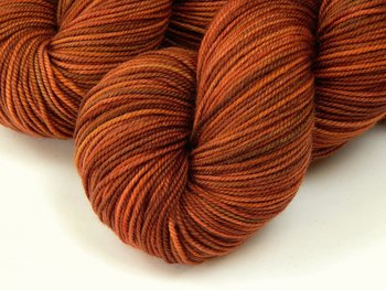 Hand Dyed Yarn, Sport Weight Superwash Merino Wool - Spice - Indie Dyed Knitting Yarn, Burnt Orange Rust Autumn Sock Yarn, Ready to Ship