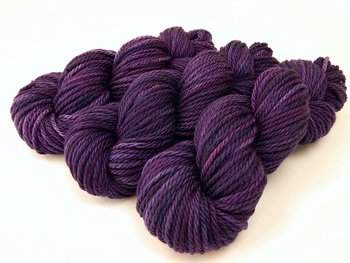 Hand Dyed Yarn, Bulky Weight Superwash Merino Wool - Blackberry Tonal - Soft Thick Dark Purple Knitting Yarn, Tonal Plum Chunky Yarn