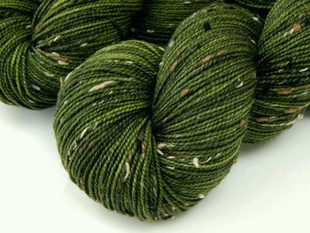 Hand Dyed Yarn, Tweed Fingering Sock Weight Superwash Merino Wool Nylon - Moss Tonal - Indie Dyer Knitting Yarn, Olive Green Tweedy Yarn