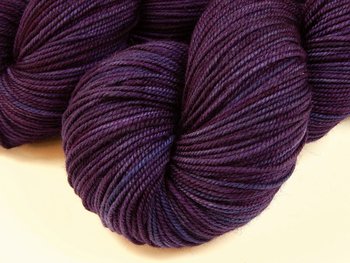Hand Dyed Yarn, Sport Weight Superwash Merino Wool - Blackberry Tonal - Deep Purple Indie Dyer Knitting Yarn, Semi Solid Heavier Sock Yarn