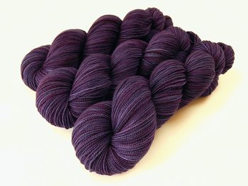 Hand Dyed Yarn, Fingering Sock Weight Superwash Merino Wool - Blackberry Tonal - Indie Knitting Yarn, Deep Purple Sock Yarn, Weaving Supply