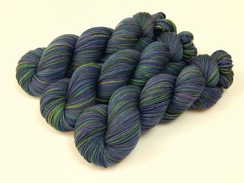 Hand Dyed Yarn, Sport Weight Superwash Merino Wool - Ink Multi - Blue Green Purple Indie Dyer Knitting Yarn, Multicolor Heavier Sock Yarn