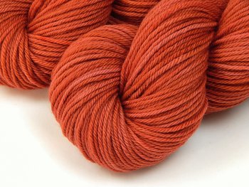 Worsted Weight Hand Dyed Yarn, 100% Superwash Merino Wool - Cinnabar - Indie Dyer Red-Orange Knitting Yarn, Soft Semi Solid Crochet Yarn