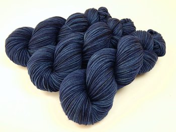 Hand Dyed Yarn, DK Weight Superwash Merino Wool - Ink Tonal - Soft Washable Navy Blue Indie Dyed Yarn, Wool Yarn for Knitting Crochet