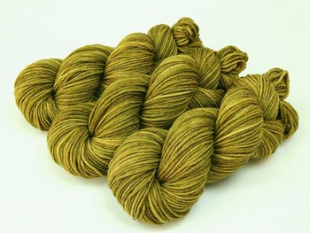 Hand Dyed Yarn, Worsted Weight Superwash Merino Wool - Olive Oil Tonal - Indie Dyer Knitting Yarn, Soft Washable Greenish Gold Crochet Yarn