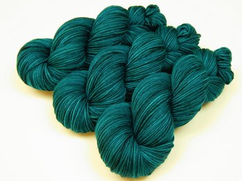 Hand Dyed Yarn, DK Weight Superwash Merino Wool - Deep Sea Tonal - Teal Indie Dyer Yarn, Vibrant Saturated Blue Green Knitting Crochet Yarn