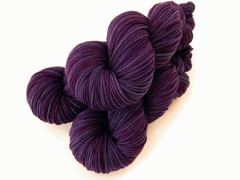 Hand Dyed Yarn, DK Weight Superwash Merino Wool - Blackberry Tonal - Indie Dyer Semi Solid Deep Purple Yarn, Crochet Knitting Yarn