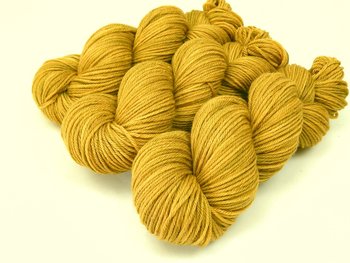 Hand Dyed Yarn, Worsted Weight Superwash Merino Wool - Honey Mustard - Yellow Gold Tonal Indie Dyer Knitting Yarn