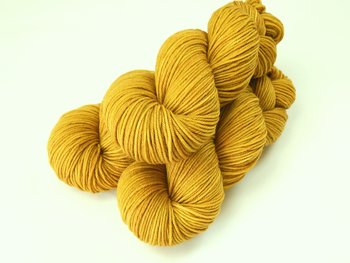 Hand Dyed Yarn, DK Weight Superwash Merino Wool - Honey Mustard - Soft Tonal Yellow Gold Indie Dyer Yarn, Wool Yarn for Knitting Crochet