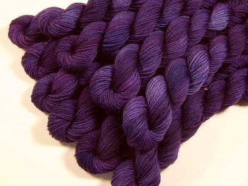 Hand Dyed Sock Yarn Mini Skeins, Fingering Weight 4 Ply Superwash Merino Wool - Blackberry Tonal - Deep Purple Hand Dyed Yarn, Indie Dyer