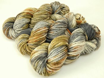 Hand Dyed Yarn, Bulky Weight 100% Superwash Merino Wool - Potluck Greys & Browns - Indie Dyer One of a Kind Thick Chunky Knitting Yarn