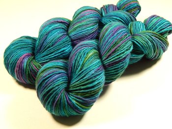 Hand Dyed Yarn, DK Weight Superwash Merino Wool - Aegean Multi - Indie Dyer Soft Single Ply Knitting Yarn, Turquoise Blue Green Knitter Gift