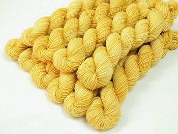 Mini Skeins Hand Dyed Yarn, Sock Fingering Weight 4 Ply Superwash Merino Wool - Maize - Tonal Pale Gold, Light Yellow Indie Dyed Yarn