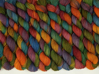 Hand Dyed Yarn 20g Mini Skeins, Sock Fingering Weight, 4 Ply Superwash Merino Wool - Potluck Rainbow - Multicolor Jeweltone Indie Dyer Yarn