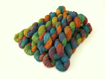 Hand Dyed Yarn 20g Mini Skeins, Sock Fingering Weight, 4 Ply Superwash Merino Wool - Potluck Rainbow - Multicolor Jeweltone Indie Dyer Yarn