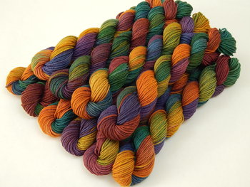 Hand Dyed Yarn 20g Mini Skeins, Sock Fingering Weight, 4 Ply Superwash Merino Wool - Potluck Rainbow - Multicolor Jeweltone Indie Dyer Yarn