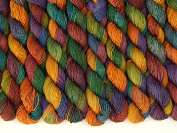 Hand Dyed Yarn 20g Mini Skeins, Sock Fingering Weight, 4 Ply Superwash Merino Wool - Potluck Rainbow - Multicolor Jeweltone Indie Dyer Yarn