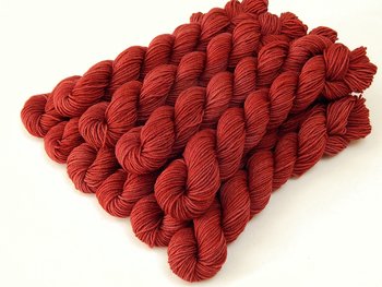 Hand Dyed Yarn, Fingering Weight Mini Skeins, 4 Ply Superwash 100% Merino Wool - Potluck Red - Tonal Semi-Solid Indie Dyed Sock Yarn