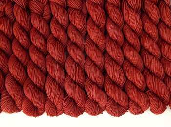 Hand Dyed Yarn, Fingering Weight Mini Skeins, 4 Ply Superwash 100% Merino Wool - Potluck Red - Tonal Semi-Solid Indie Dyed Sock Yarn