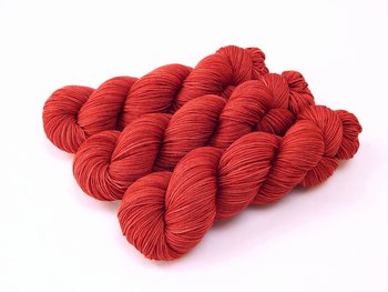 Hand Dyed Sock Yarn, Fingering Weight 4 Ply Superwash Merino Wool - Cinnabar - Indie Dyer Knitting Yarn, Tonal Tomato Red Hand Dyed Yarn