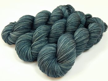 Hand Dyed Yarn, Sock Fingering Weight 4 Ply 100% Superwash Merino Wool - Denim - Indie Dyer Knitting Yarn, Slate Blue Tonal Semi Solid Yarn