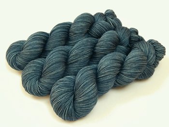Hand Dyed Yarn, Sock Fingering Weight 4 Ply 100% Superwash Merino Wool - Denim - Indie Dyer Knitting Yarn, Slate Blue Tonal Semi Solid Yarn