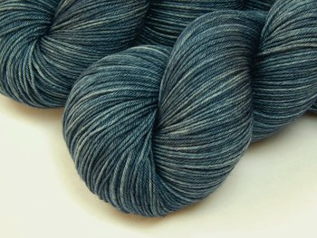 Hand Dyed Yarn, Sock Fingering Weight 4 Ply 100% Superwash Merino Wool - Denim - Indie Dyer Knitting Yarn, Slate Blue Tonal Semi Solid Yarn