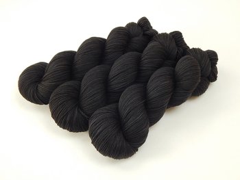 Hand Dyed Yarn, Sock Fingering Weight 4 Ply Superwash Merino Wool - Near Black - Tonal Knitting Yarn, Indie Dyer