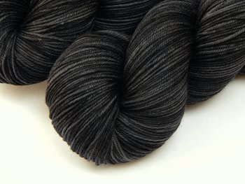 Hand Dyed Yarn, Sock Fingering Weight 4 Ply Superwash Merino Wool - Near Black - Tonal Knitting Yarn, Indie Dyer