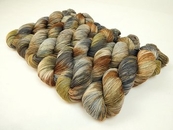Hand Dyed Yarn, Fingering Sock Weight 4 Ply Superwash Merino Wool - Potluck Greys & Browns - Indie Dyer Gray Rust Brown Green Knitting Yarn 