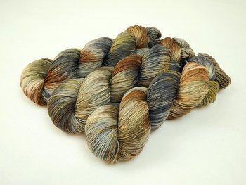 Hand Dyed Yarn, Fingering Sock Weight 4 Ply Superwash Merino Wool - Potluck Greys & Browns - Indie Dyer Gray Rust Brown Green Knitting Yarn 