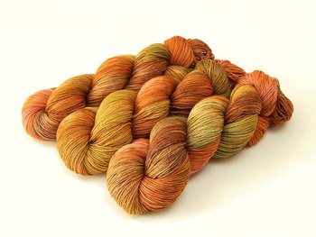 Hand Dyed Yarn, Fingering Sock Weight 4 Ply Superwash Merino Wool - Potluck Late Autumn - Indie Dyer Fall Colors Knitting Yarn 
