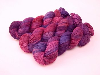 Hand Dyed Yarn, Fingering Sock Weight 4 Ply Superwash Merino Wool - Potluck Magenta & Purple - Indie Dyer Knitting Yarn, Bright Colors